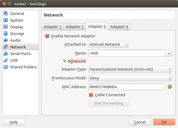 Konfiguracija Adaptera 3 node2 VM