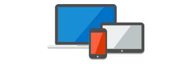 Ikona koja prikazuje laptop, tablet i telefon, što predstavlja učenje u bilo kom trenutku, na bilo kom mestu